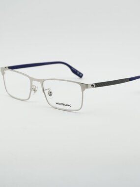 Montblanc MB0187O 002 Eyeglasses Silver 54mm Rectangle Frame